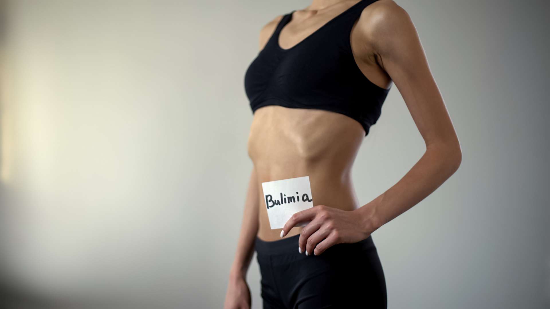 Bulimia Nervosa Woman With Bulimia Sign in Hand